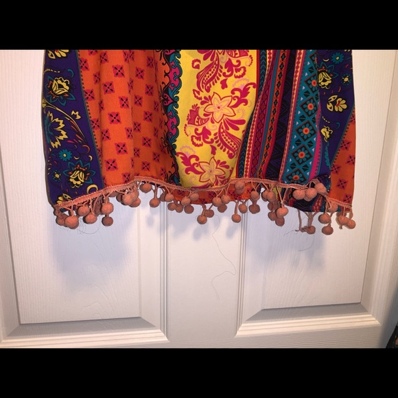 Boohoo Orange Pom Pom Tribal Print Two Piece Set - Picture 7 of 12